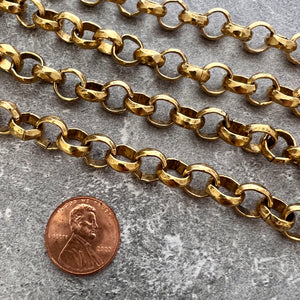 Large Hammered Rolo Chain, Thick Chunky Gold Chain by the Foot, Carson's Cove Jewelry Supplies, GL-2051