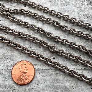 Thick Chain with Design, Silver Textured Chain by the Foot, Carson's Cove Jewelry Supplies, PW-2018