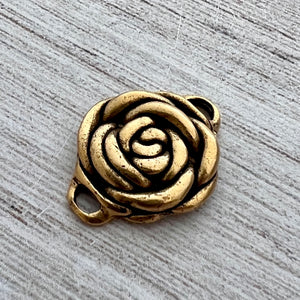 Rose Connector, Large Gold Flower Charm, Jewelry Making Supplies, Carsons Cove, GL-6223