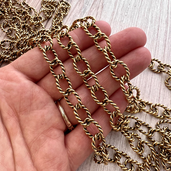 Load image into Gallery viewer, Large Chunky Twisted Chain Gold Chain, Chain by the Foot, Carson&#39;s Cove Jewelry Supplies, GL-2047
