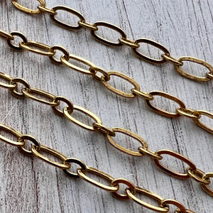Gold Chain, Minimalist Alternating Links, Chain by the Foot, Oval Cable, Jewelry Supplies, GL-2036