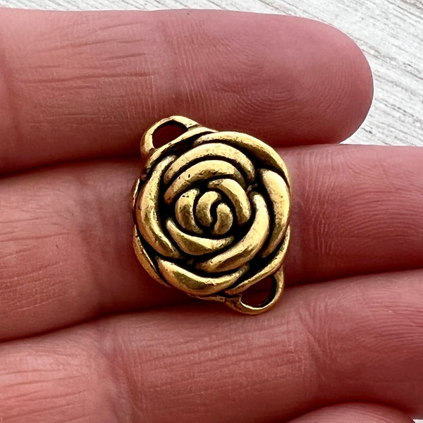 Load image into Gallery viewer, Rose Connector, Large Gold Flower Charm, Jewelry Making Supplies, Carsons Cove, GL-6223
