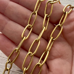 Minimalist Large Gold Clip Chain by the Foot, Rectangle Paperclip Chain, Jewelry Supplies, GL-2054