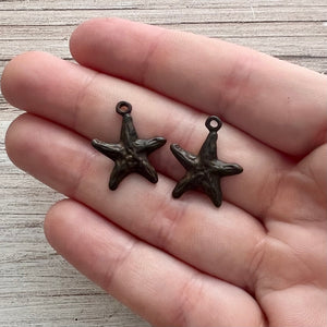 2 Starfish Charm, Simple Rustic Antiqued Ocean Star, Carson's Cove, BR-6247
