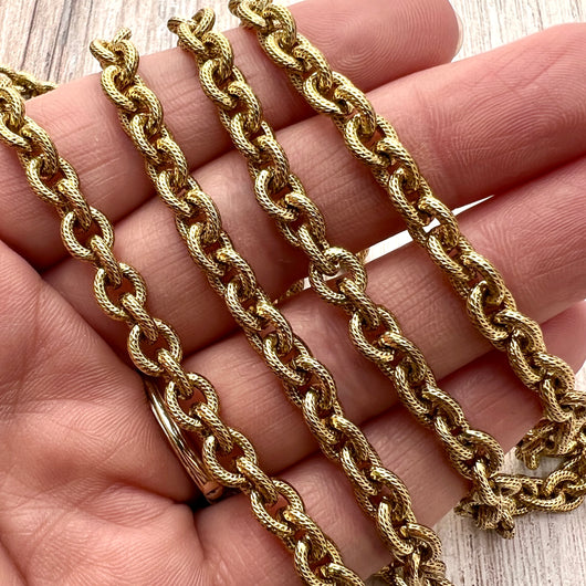 Thick Gold Chain with Design, Textured Chain by the Foot, Carson's Cove Jewelry Supplies, GL-2018