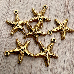 2 Starfish Charm, Simple Antiqued Gold Ocean Star, Carson's Cove, GL-6247