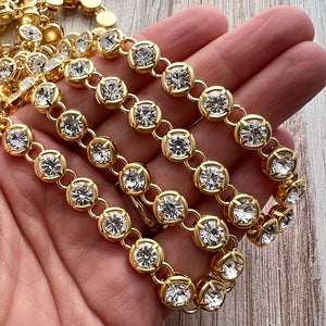 Chunky Gold Medium Sized Crystal Rhinestone Chain Chain by the Foot, Jewelry Supplies, GL-2050