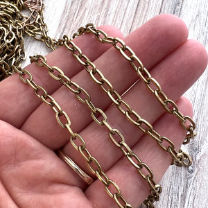 Gold Chain, Flat Oval Link Cable Chain, Jewelry Making Supplies, GL-2044