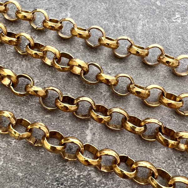 Load image into Gallery viewer, Large Hammered Rolo Chain, Thick Chunky Gold Chain by the Foot, Carson&#39;s Cove Jewelry Supplies, GL-2051
