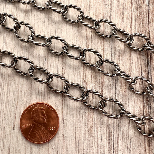 Load image into Gallery viewer, Large Chunky Twisted Chain Silver Chain, Chain by the Foot, Carson&#39;s Cove Jewelry Supplies, PW-2047
