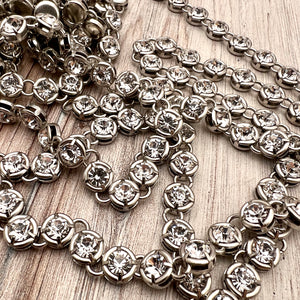 Chunky Medium Sized Silver Crystal Rhinestone Chain Chain by the Foot, Jewelry Supplies, PW-2050