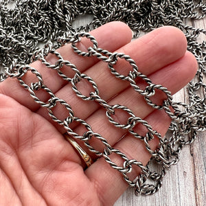Large Chunky Twisted Chain Silver Chain, Chain by the Foot, Carson's Cove Jewelry Supplies, PW-2047