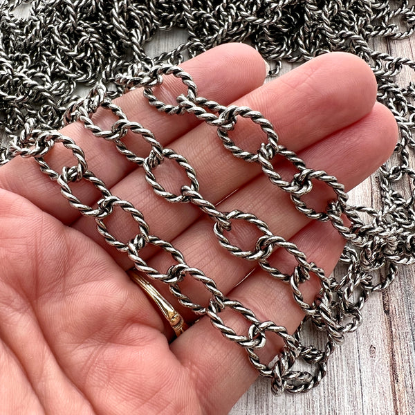 Load image into Gallery viewer, Large Chunky Twisted Chain Silver Chain, Chain by the Foot, Carson&#39;s Cove Jewelry Supplies, PW-2047
