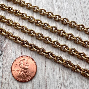 Thick Gold Chain with Design, Textured Chain by the Foot, Carson's Cove Jewelry Supplies, GL-2018