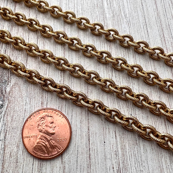 Load image into Gallery viewer, Thick Gold Chain with Design, Textured Chain by the Foot, Carson&#39;s Cove Jewelry Supplies, GL-2018
