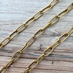 Minimalist Large Gold Clip Chain by the Foot, Rectangle Paperclip Chain, Jewelry Supplies, GL-2054