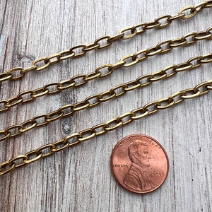 Gold Chain, Flat Oval Link Cable Chain, Jewelry Making Supplies, GL-2044