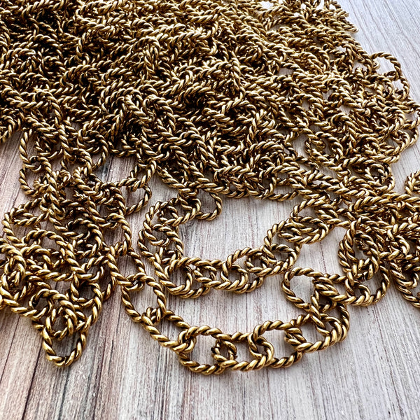 Load image into Gallery viewer, Large Chunky Twisted Chain Gold Chain, Chain by the Foot, Carson&#39;s Cove Jewelry Supplies, GL-2047
