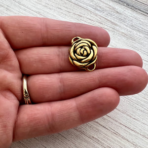 Rose Connector, Large Gold Flower Charm, Jewelry Making Supplies, Carsons Cove, GL-6223