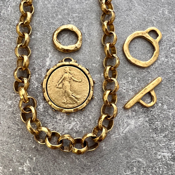 Load image into Gallery viewer, Large Hammered Rolo Chain, Thick Chunky Gold Chain by the Foot, Carson&#39;s Cove Jewelry Supplies, GL-2051
